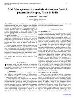 An Analysis of Customer Footfall Patterns in Shopping Malls in India