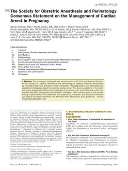 The Society for Obstetric Anesthesia and Perinatology Consensus Statement on the Management of Cardiac Arrest in Pregnancy