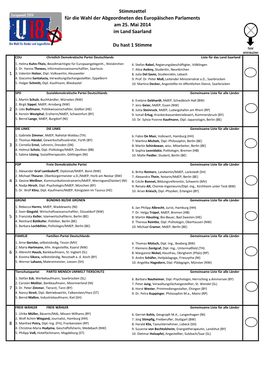 Für Die Wahl Der Abgeordneten Des Europäischen Parlaments Am 25