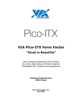 VIA Pico-ITX Form Factor