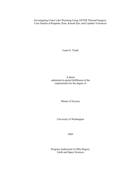 Investigating Crater Lake Warming Using ASTER Thermal Imagery: Case Studies at Ruapehu, Poás, Kawah Ijen, and Copahué Volcanoes