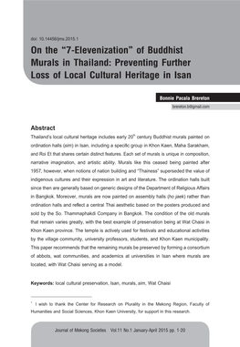 On the “7-Elevenization” of Buddhist Murals in Thailand: Preventing Further Loss of Local Cultural Heritage in Isan