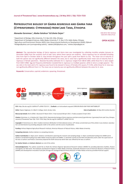 Reproductive Biology of Garra Regressus and Garra Tana