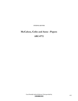 Mccahon, Colin and Anne : Papers ARC-0772