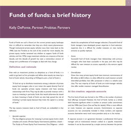 Funds of Funds: a Brief History