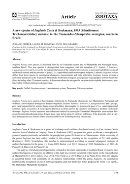 A New Species of Ituglanis Costa & Bockmann, 1993 (Siluriformes