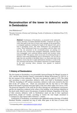 Reconstruction of the Tower in Defensive Walls in Świebodzice