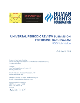 Universal Periodic Review Submission About