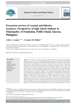 Ecosystem Services of Coastal and Fisheries Resources