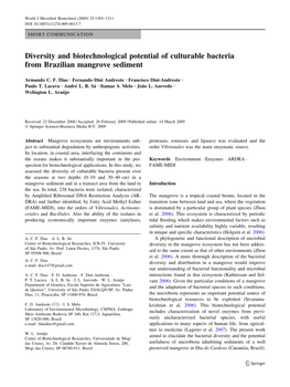 Diversity and Biotechnological Potential of Culturable Bacteria from Brazilian Mangrove Sediment