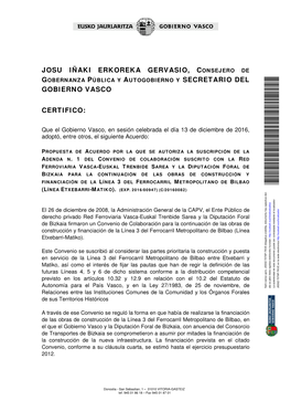 Josu Iñaki Erkoreka Gervasio, C Gobierno Vasco Certifico