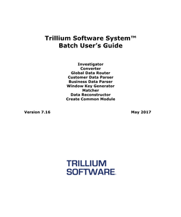 Trillium Software System™ Batch User's Guide