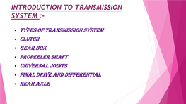 Introduction to Transmission System