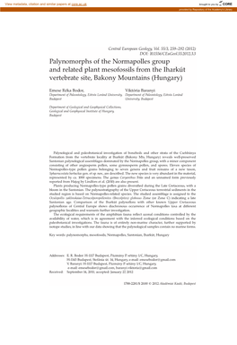 Palynomorphs of the Normapolles Group and Related Plant Mesofossils from the Iharkú