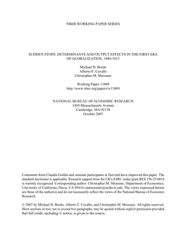 Sudden Stops: Determinants and Output Effects in the First Era of Globalization, 1880-1913