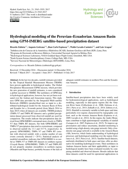 Ecuadorian Amazon Basin Using GPM-IMERG Satellite-Based Precipitation Dataset