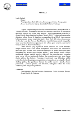 Vii ABSTRAK Lucia Suciadi Skripsi Penerapan Gaya Early Christian, Romanesque, Gothic, Baroque, Dan Rococo Pada Interior Gereja K