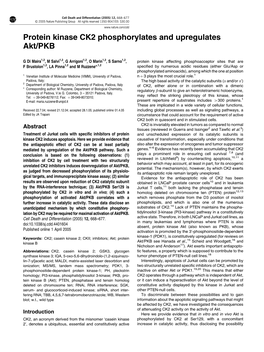 Protein Kinase CK2 Phosphorylates and Upregulates Akt/PKB