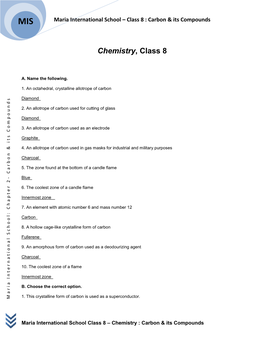 Class 8 : Carbon & Its Compounds