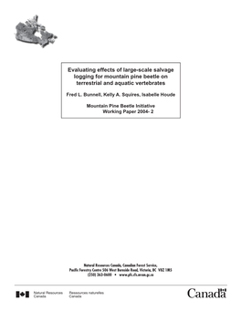 Evaluating Effects of Large-Scale Salvage Logging for Mountain Pine Beetle on Terrestrial and Aquatic Vertebrates