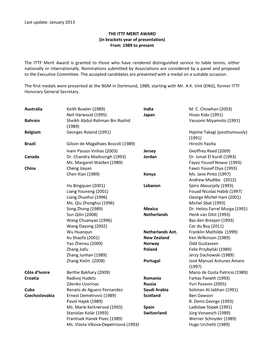 ITTF Merit Award Winners