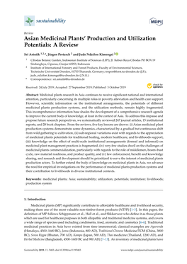 Asian Medicinal Plants' Production and Utilization Potentials