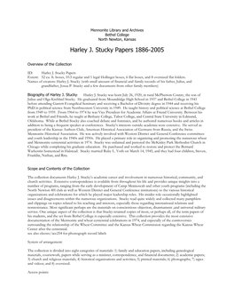 Harley J. Stucky Papers 1886-2005