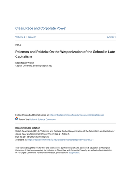 Polemos and Paideia: on the Weaponization of the School in Late Capitalism