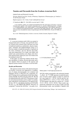 Tannins and Flavonoids from the Erodium Cicutarium Herb