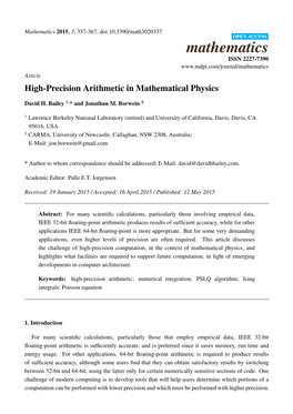 High-Precision Arithmetic in Mathematical Physics