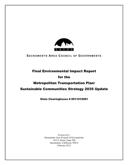 Final Environmental Impact Report for the Metropolitan Transportation Plan/ Sustainable Communities Strategy 2035 Update