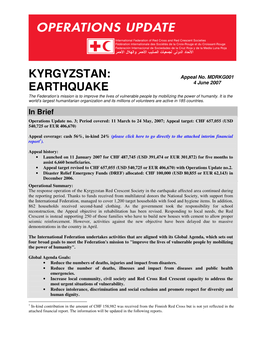 Kyrgyzstan: Earthquake; Appeal No