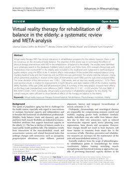 Virtual Reality Therapy for Rehabilitation of Balance in the Elderly