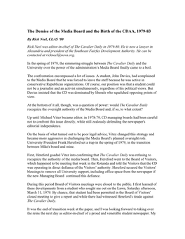 The Demise of the Media Board and the Birth of the CDAA, 1979–83