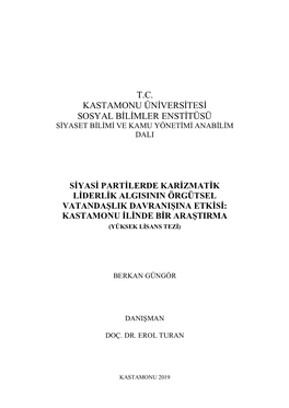 T.C. Kastamonu Ünġversġtesġ Sosyal Bġlġmler Enstġtüsü Sġyaset Bġlġmġ Ve Kamu Yönetġmġ Anabġlġm Dali