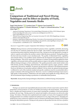 Comparison of Traditional and Novel Drying Techniques and Its Effect On