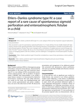 Ehlers–Danlos Syndrome Type IV: a Case Report of a Rare Cause of Spontaneous Sigmoid Perforation and Enteroatmospheric Fistula