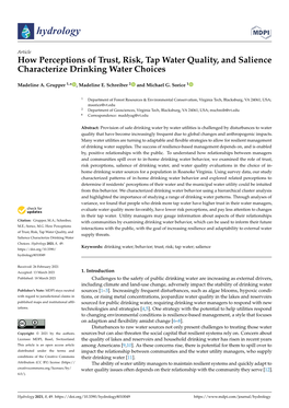 How Perceptions of Trust, Risk, Tap Water Quality, and Salience Characterize Drinking Water Choices