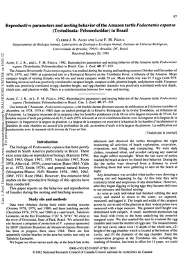 Reproductive Parameters and Nesting Behavior of the Amazon Turtle Podocnemis Expansa (Testudinata: Pelomedusidae) in Brazil