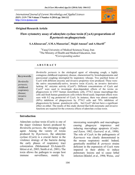 Flow Cytometry Assay of Adenylate Cyclase Toxin (Cyaa) Preparations of B.Pertussis on Phagocytosis