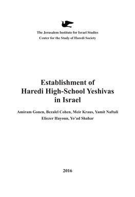 Establishment of Haredi High-School Yeshivas in Israel
