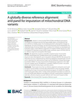 A Globally Diverse Reference Alignment and Panel for Imputation of Mitochondrial DNA Variants