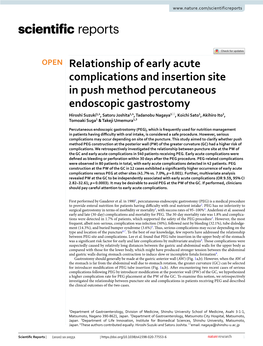 Relationship of Early Acute Complications and Insertion Site In