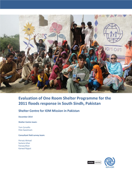Final Evaluation of One Room Shelter Program for the 2011 Floods
