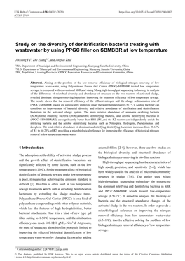 Study on the Diversity of Denitrification Bacteria Treating with Wastewater by Using PPGC Filler on SBMBBR at Low Temperature