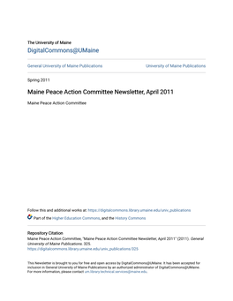 Maine Peace Action Committee Newsletter, April 2011