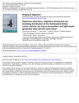 Departure Directions, Migratory Timing and Non