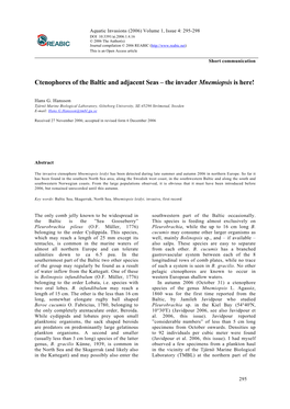 Ctenophores of the Baltic and Adjacent Seas – the Invader Mnemiopsis Is Here!