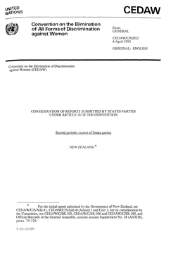 Convention on the Elimination of All Forms of Discrimination Against Women CEDAW/C/NZE/2 6 April 1993 ORIGINAL: ENGLISH