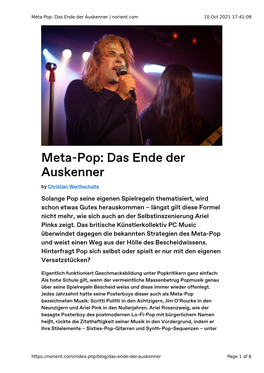 Meta-Pop: Das Ende Der Auskenner | Norient.Com 10 Oct 2021 17:41:09